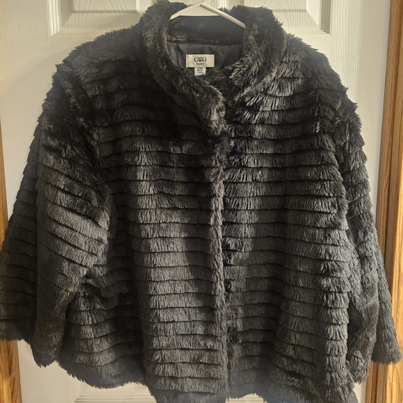 Chico's Black Faux Fur Jacket - Picture 1 of 4